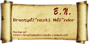 Brestyánszki Nándor névjegykártya